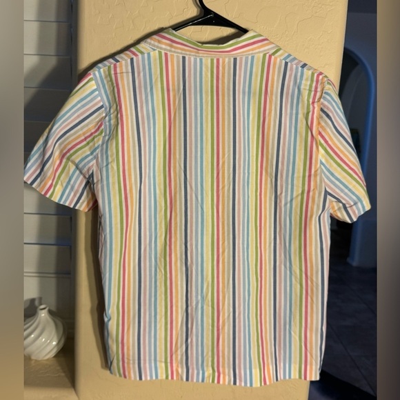 Vintage Alfred Dunner rainbow stripped short sleeve button down dragonfly stitch - Picture 3 of 8